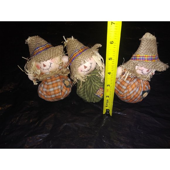 Mini Scarecrow Table Sitters Lot of 3 Thanksgiving 6 Inch Fall Decor Figures - Picture 7 of 8